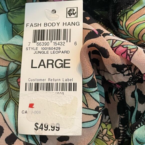 INC International Concepts Lace Chiffon Floral Lingerie Bodysuit Jungle Leopard - Picture 6 of 8